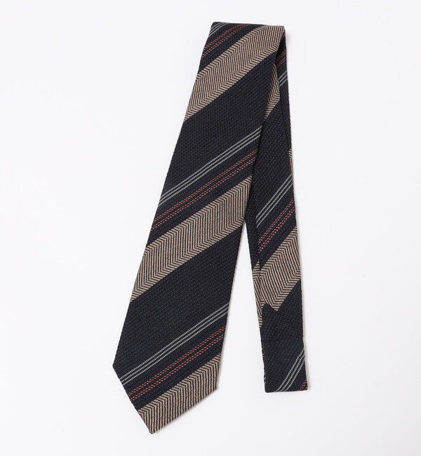 SHIPS「Puccini:  シルク ブークレ ストライプ ネクタイ」|ネクタイ・蝶ネクタイ|ブラック