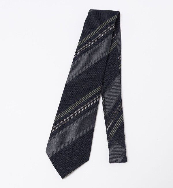 SHIPS「Puccini:  シルク ブークレ ストライプ ネクタイ」|ネクタイ・蝶ネクタイ|ネイビー