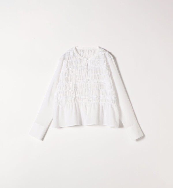 SHIPS any「SHIPS any:〈洗濯機可能〉シアー シャーリング プチフリル ペプラム ブラウス」|シャツ・ブラウス|