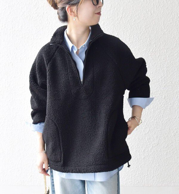 SHIPS any「《一部追加予約》SHIPS any:〈洗濯機可能〉ボア フリース ハーフジップ プルオーバー」|Tシャツ・カットソー|
