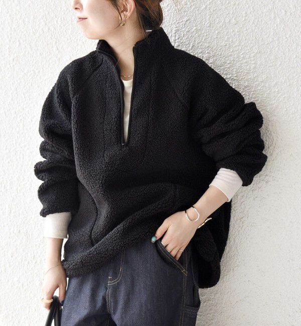 SHIPS any「《一部追加予約》SHIPS any:〈洗濯機可能〉ボア フリース ハーフジップ プルオーバー」|Tシャツ・カットソー|