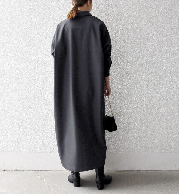 SHIPS any「SHIPS any:〈洗濯機可能〉サージ スキッパー シャツ ワンピース」|ワンピース|