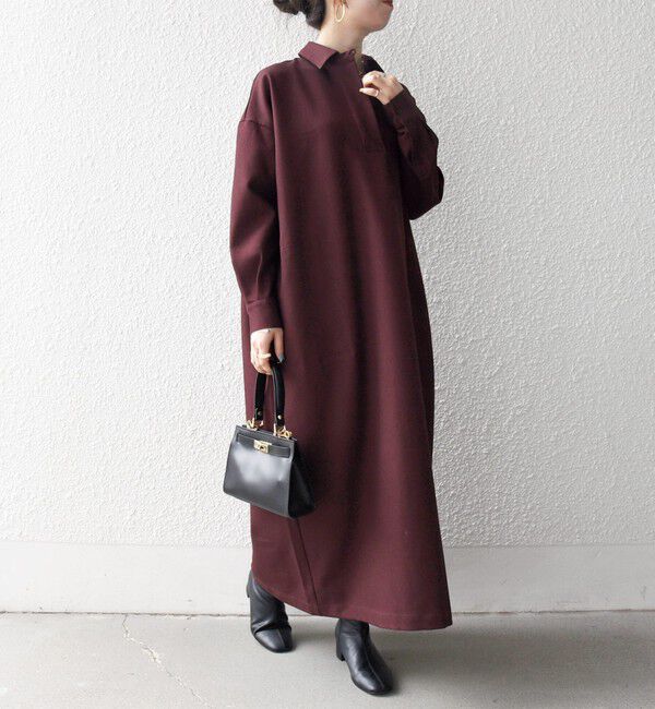 SHIPS any「SHIPS any:〈洗濯機可能〉サージ スキッパー シャツ ワンピース」|ワンピース|