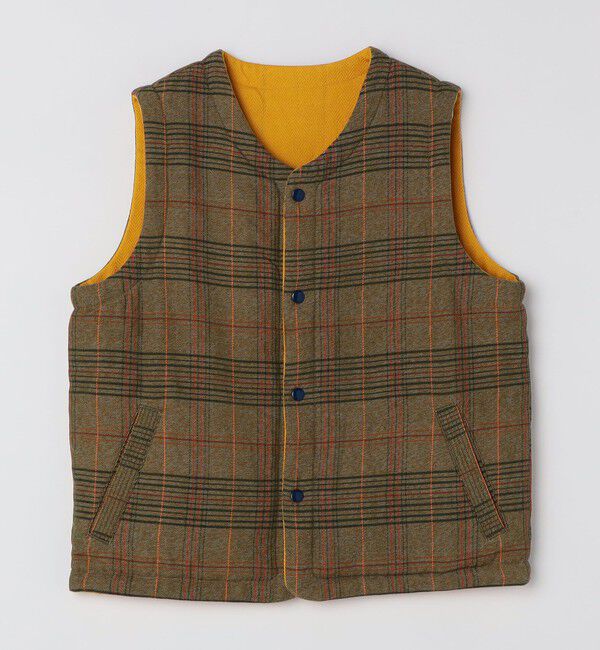 SHIPS「ORIGINAL MADRAS TRADING COMPANY: REVERSIBLE FLECKED WEAVE VEST」|ダウンベスト・ベスト|イエロー系