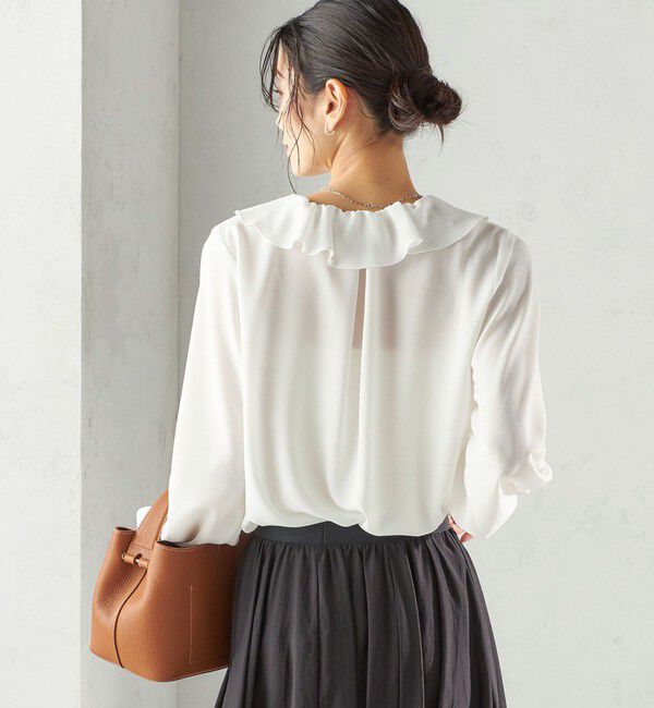 SHIPS for women「《予約》〈手洗い可能〉ジョーゼット フリル カラー ブラウス（セレモニー対応可）」|シャツ・ブラウス|