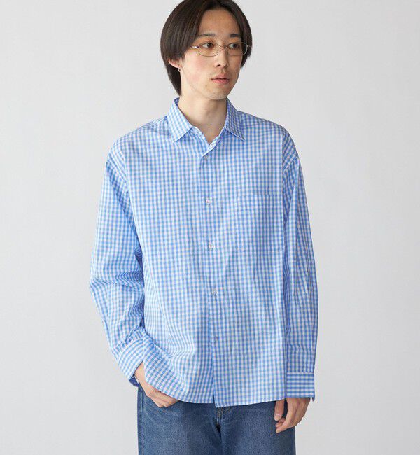 SHIPS「City Ambient Products: ブロード ストライプ チェック シャツ」|シャツ・ブラウス|サックスブルー