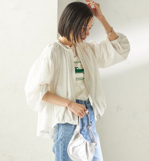 SHIPS for women「《予約》〈 接触冷感 / 撥水加工〉TEXBRID(R) タフタ ギャザー 羽織 ブルゾン」|ブルゾン・スタジャン|