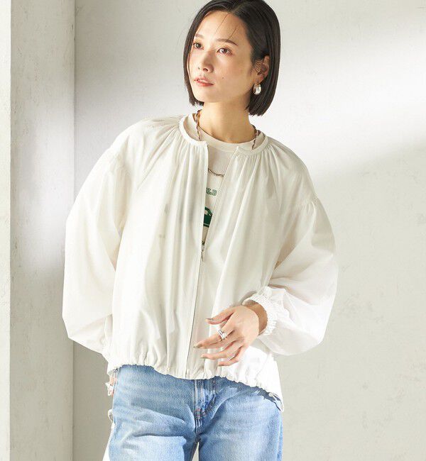 SHIPS for women「《予約》〈 接触冷感 / 撥水加工〉TEXBRID(R) タフタ ギャザー 羽織 ブルゾン」|ブルゾン・スタジャン|