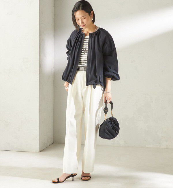 SHIPS for women「《予約》〈 接触冷感 / 撥水加工〉TEXBRID(R) タフタ ギャザー 羽織 ブルゾン」|ブルゾン・スタジャン|