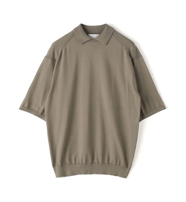 TOMORROWLAND MENS「スビンコットン ショートスリーブデザインプルオーバーニット」|ニット・セーター|45 キャメル