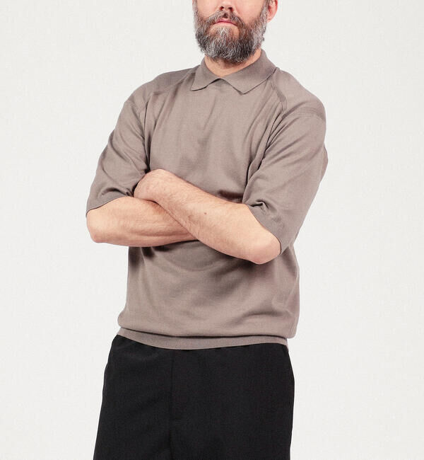 TOMORROWLAND MENS「スビンコットン ショートスリーブデザインプルオーバーニット」|ニット・セーター|