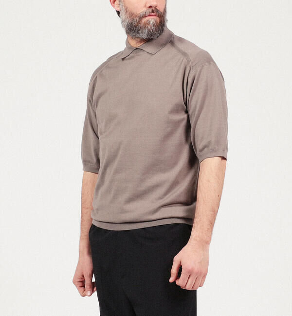 TOMORROWLAND MENS「スビンコットン ショートスリーブデザインプルオーバーニット」|ニット・セーター|