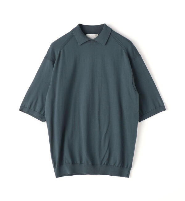 TOMORROWLAND MENS「スビンコットン ショートスリーブデザインプルオーバーニット」|ニット・セーター|65 ブルー