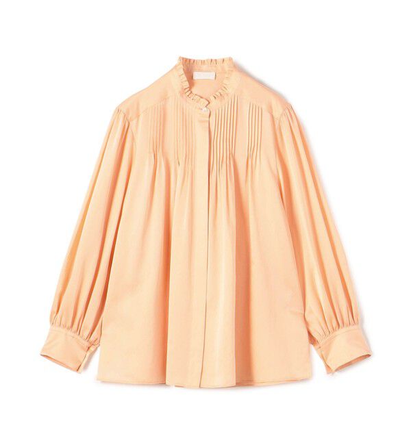 Ballsey「コットンシルクサテン ピンタックギャザーブラウス」|シャツ・ブラウス|31 ピンク