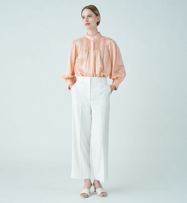 Ballsey「コットンシルクサテン ピンタックギャザーブラウス」|シャツ・ブラウス|