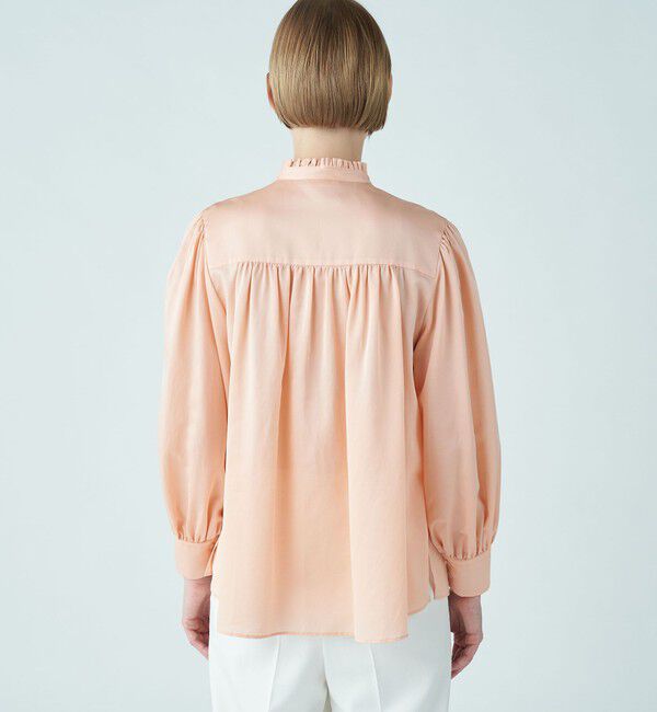 Ballsey「コットンシルクサテン ピンタックギャザーブラウス」|シャツ・ブラウス|