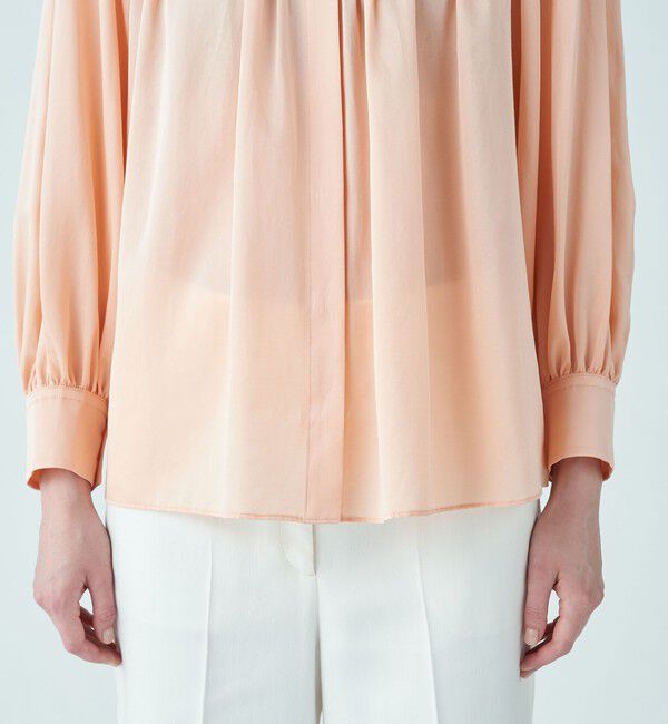 Ballsey「コットンシルクサテン ピンタックギャザーブラウス」|シャツ・ブラウス|