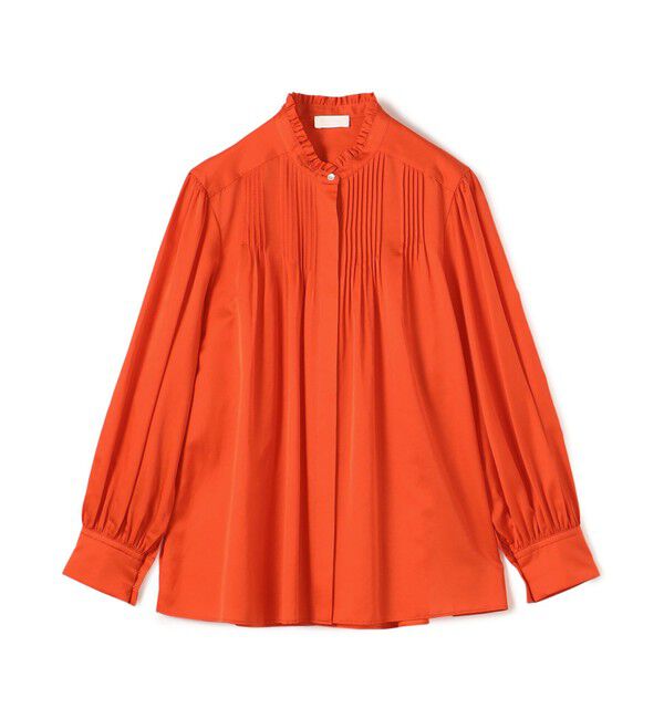 Ballsey「コットンシルクサテン ピンタックギャザーブラウス」|シャツ・ブラウス|35 レッド