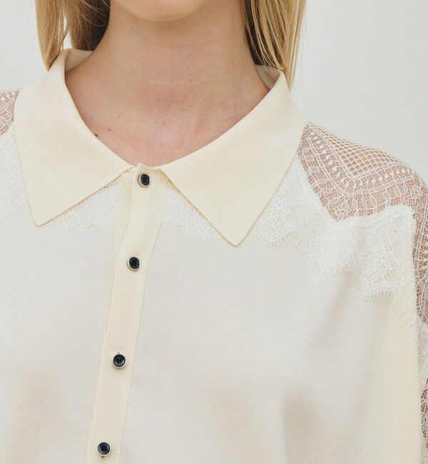 DES PRES「レースコンビニット シャツトップス」|ニット・セーター|