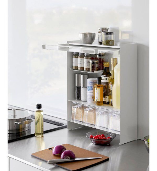journal standard Furniture「《WEB限定予約》【tower/タワー】前が開く 隠せる調味料ラック」|食器・キッチングッズ|