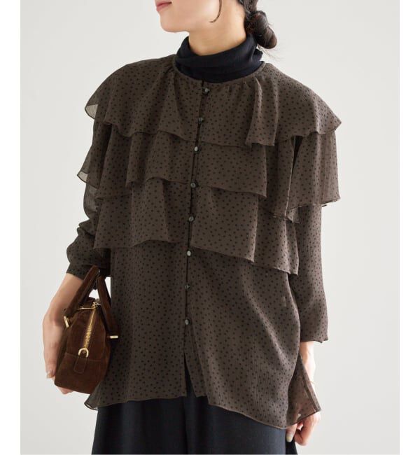 IENA「《一部カラーWEB・一部店舗限定/追加》楊柳フリルブラウス」|シャツ・ブラウス|
