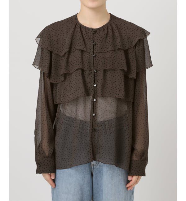 IENA「《一部カラーWEB・一部店舗限定/追加》楊柳フリルブラウス」|シャツ・ブラウス|