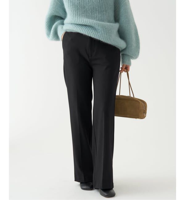 IENA「《追加2》ウォッシャブル 裏起毛セミフレアパンツ」|スラックス|ブラック