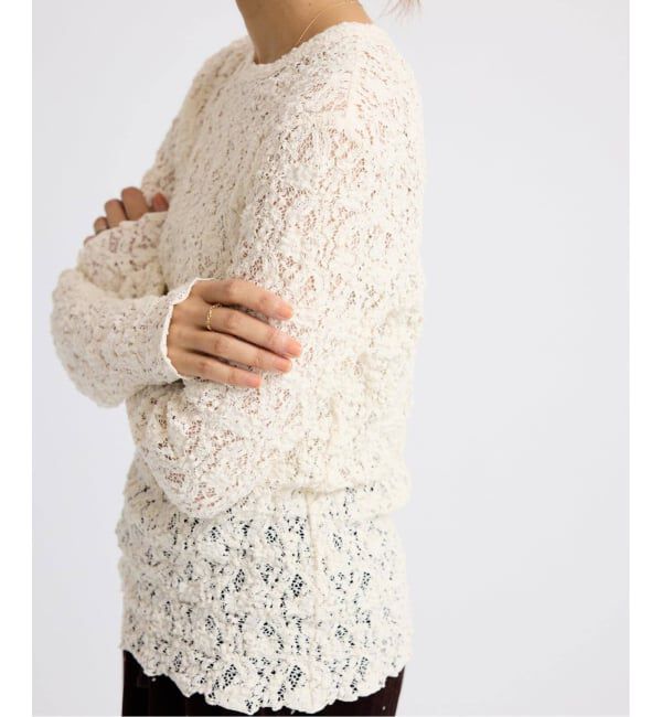 IENA「《追加2》Flowerストレッチレースプルオーバー」|Tシャツ・カットソー|