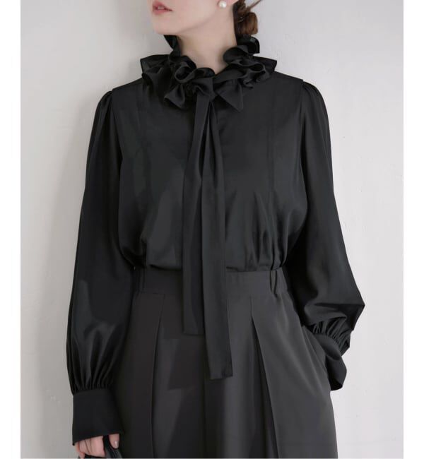 IENA「《予約》&NAVY 撥水シアーボウタイブラウス」|シャツ・ブラウス|