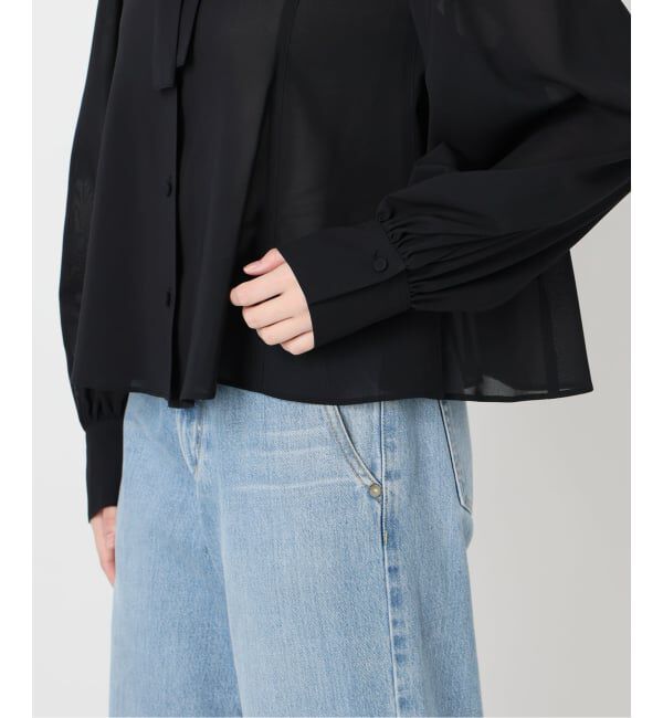 IENA「《予約》&NAVY 撥水シアーボウタイブラウス」|シャツ・ブラウス|
