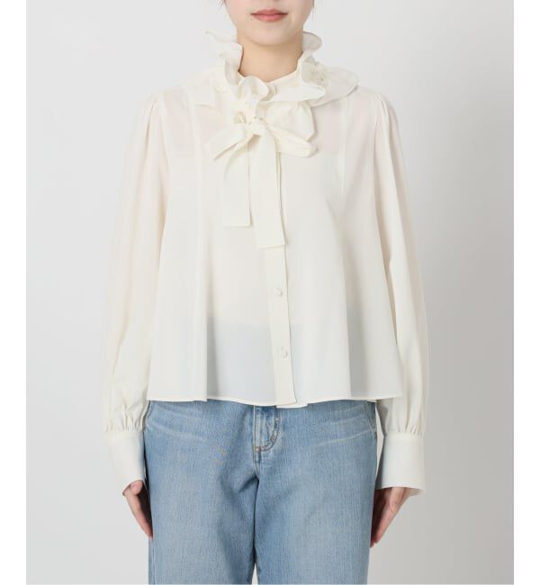 IENA「《予約》&NAVY 撥水シアーボウタイブラウス」|シャツ・ブラウス|
