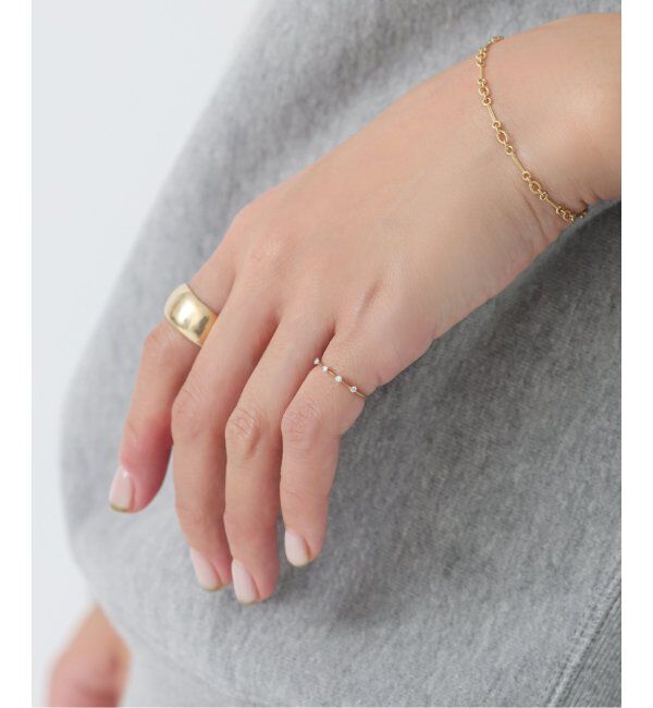 Lilas by Spick&Span「7ピースダイヤステーションピンキーリング K10」|リング|ゴールド