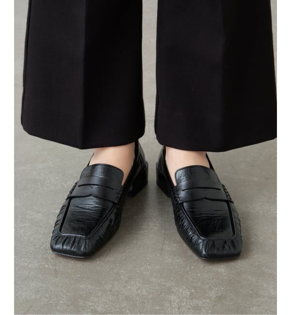 GRISE「《予約》GRISEレザースクエアギャザーローファー」|ローファー|