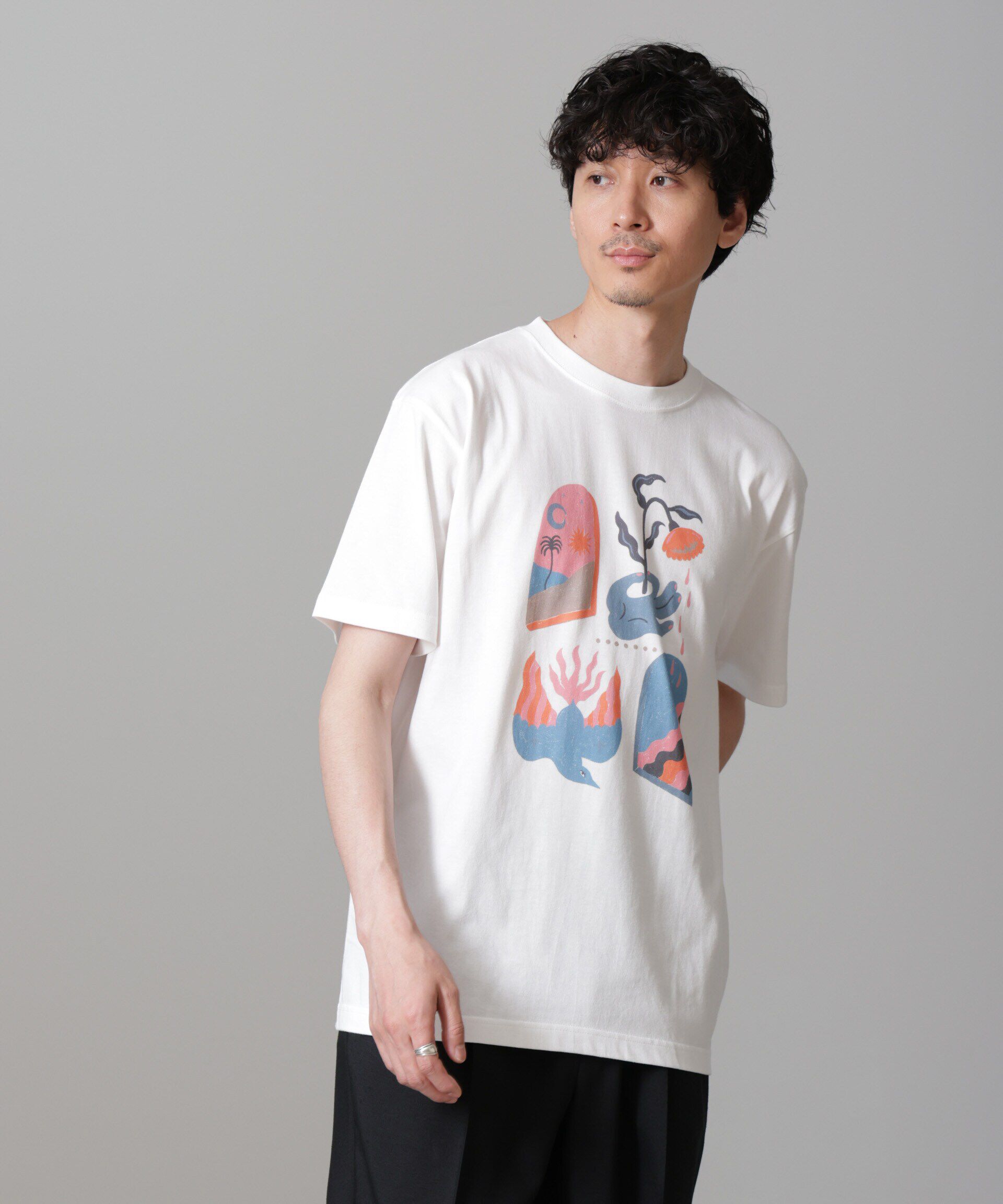nano･universe「「Toyameg」modern academic FLOWER Tシャツ」|Tシャツ・カットソー|ホワイト