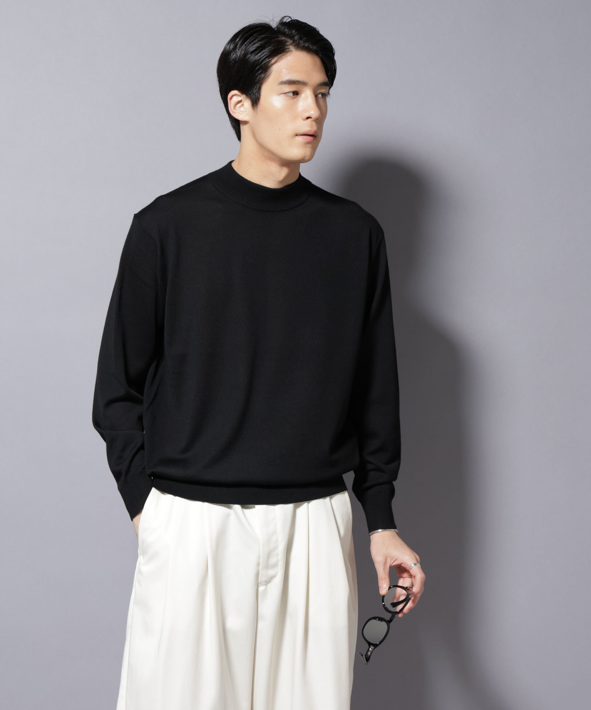 nano･universe「「毛玉レスニット」ファインゲージモックネック」|ニット・セーター|