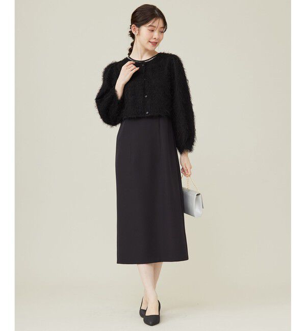 any SiS「【洗える】カットジャカード 羽織」|ノーカラージャケット|