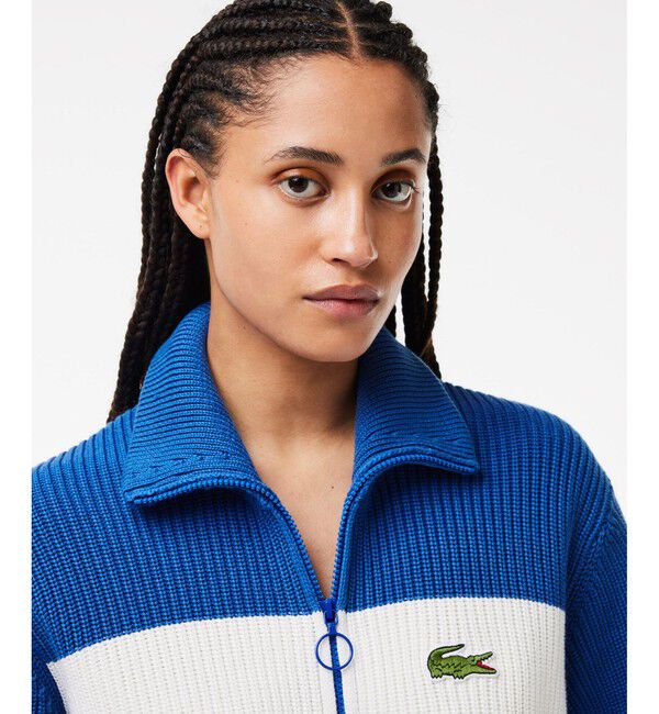 LACOSTE「ローゲージニットスタンドカラージャケット」|カーディガン|