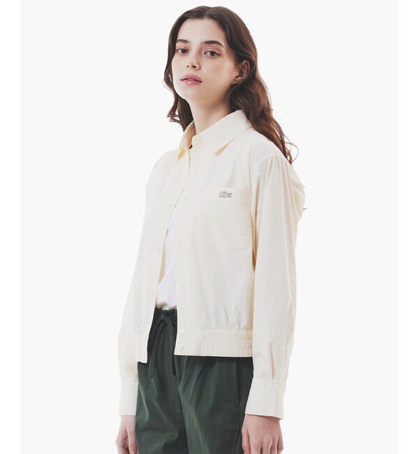 LACOSTE「クロップド丈 ウエストシャーリングシャツ ショートブルゾン」|シャツ・ブラウス|