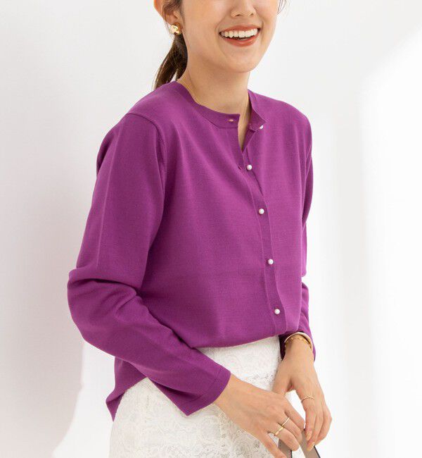 NOLLEY'S sophi「《手洗い可能》ウール100%クルーネックカーディガン」|カーディガン|パープル