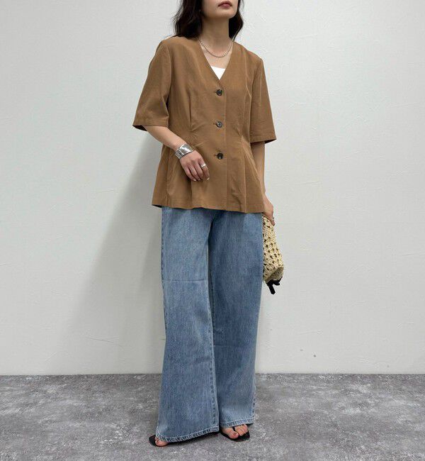 fredy emue「《セットアップ対応》レーヨン麻半袖ジャケット」|テーラードジャケット|