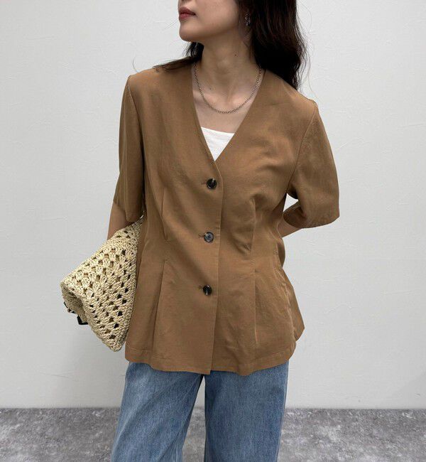 fredy emue「《セットアップ対応》レーヨン麻半袖ジャケット」|テーラードジャケット|