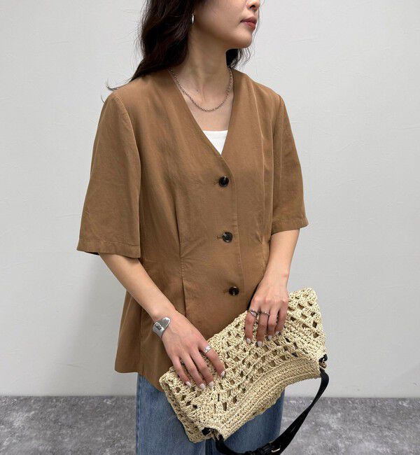 fredy emue「《セットアップ対応》レーヨン麻半袖ジャケット」|テーラードジャケット|