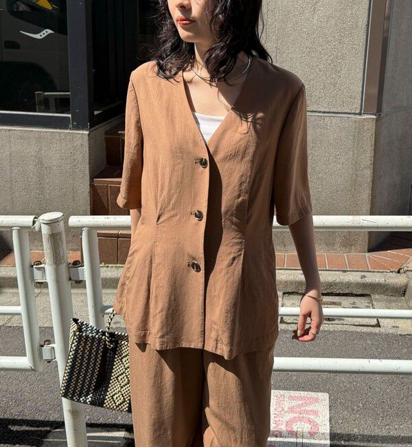 fredy emue「《セットアップ対応》レーヨン麻半袖ジャケット」|テーラードジャケット|