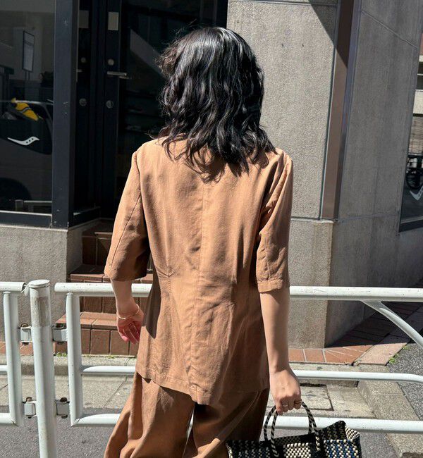 fredy emue「《セットアップ対応》レーヨン麻半袖ジャケット」|テーラードジャケット|