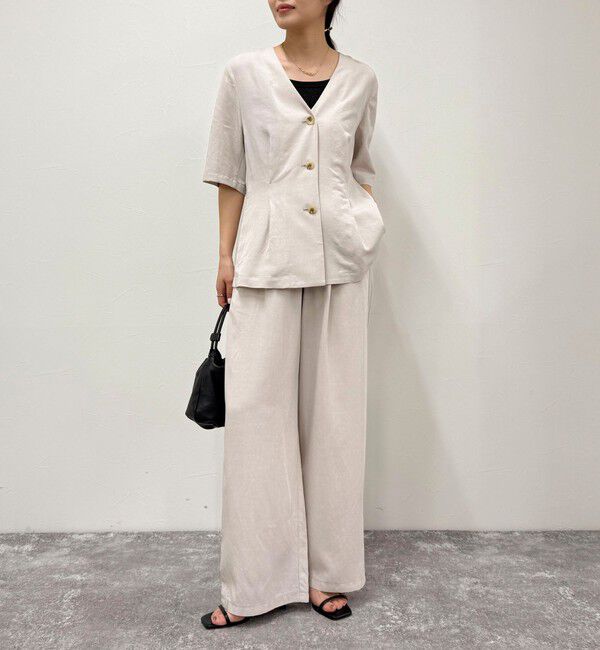 fredy emue「《セットアップ対応》レーヨン麻半袖ジャケット」|テーラードジャケット|