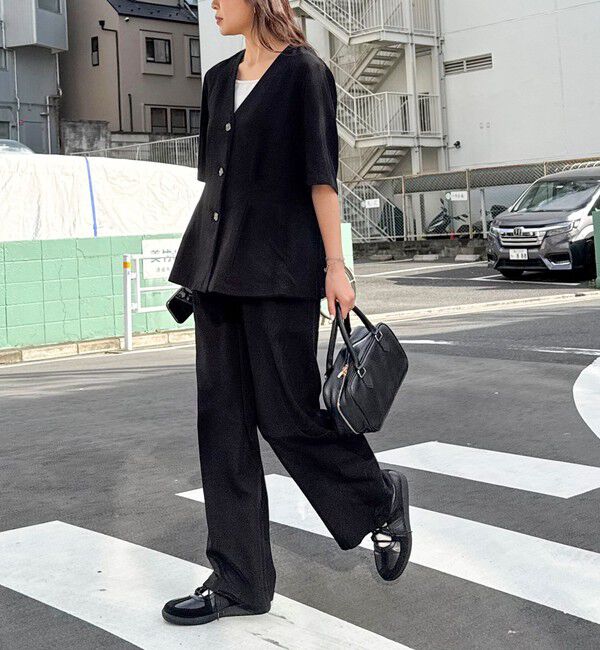 fredy emue「《セットアップ対応》レーヨン麻半袖ジャケット」|テーラードジャケット|