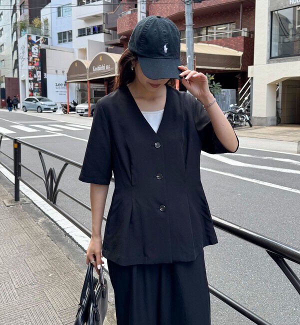 fredy emue「《セットアップ対応》レーヨン麻半袖ジャケット」|テーラードジャケット|