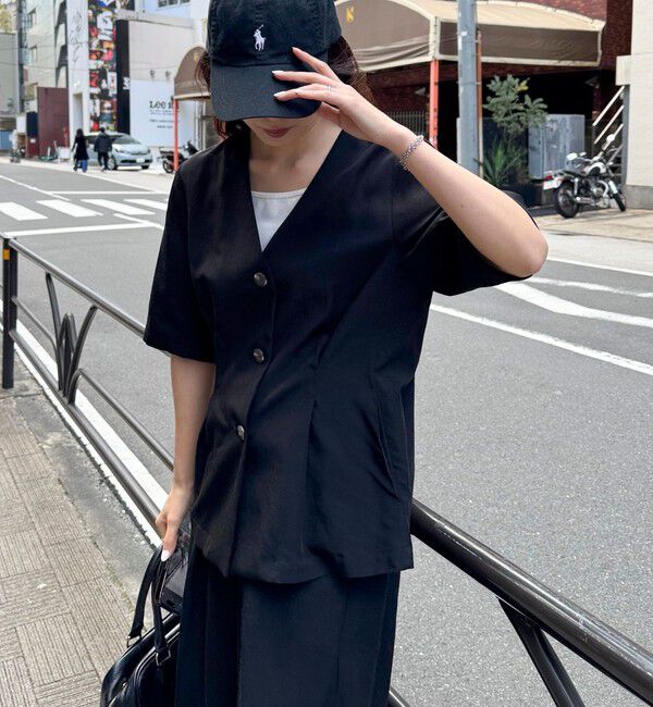 fredy emue「《セットアップ対応》レーヨン麻半袖ジャケット」|テーラードジャケット|