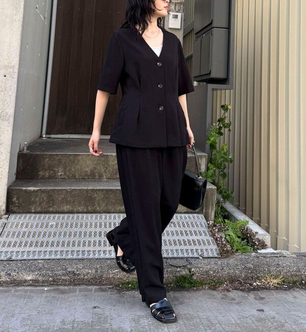 fredy emue「《セットアップ対応》レーヨン麻半袖ジャケット」|テーラードジャケット|