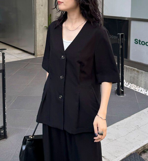 fredy emue「《セットアップ対応》レーヨン麻半袖ジャケット」|テーラードジャケット|